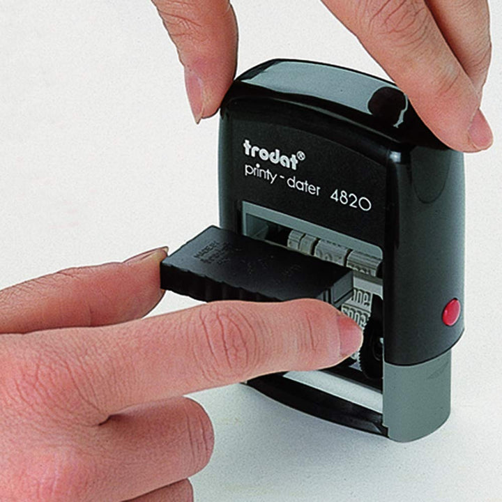 Printy 4820 Date Stamp, Self-Inking Stamp for Professional and Personal Applications, 3/8” x 1-¼”, Eco-Friendly Climate Neutral Product (Black)