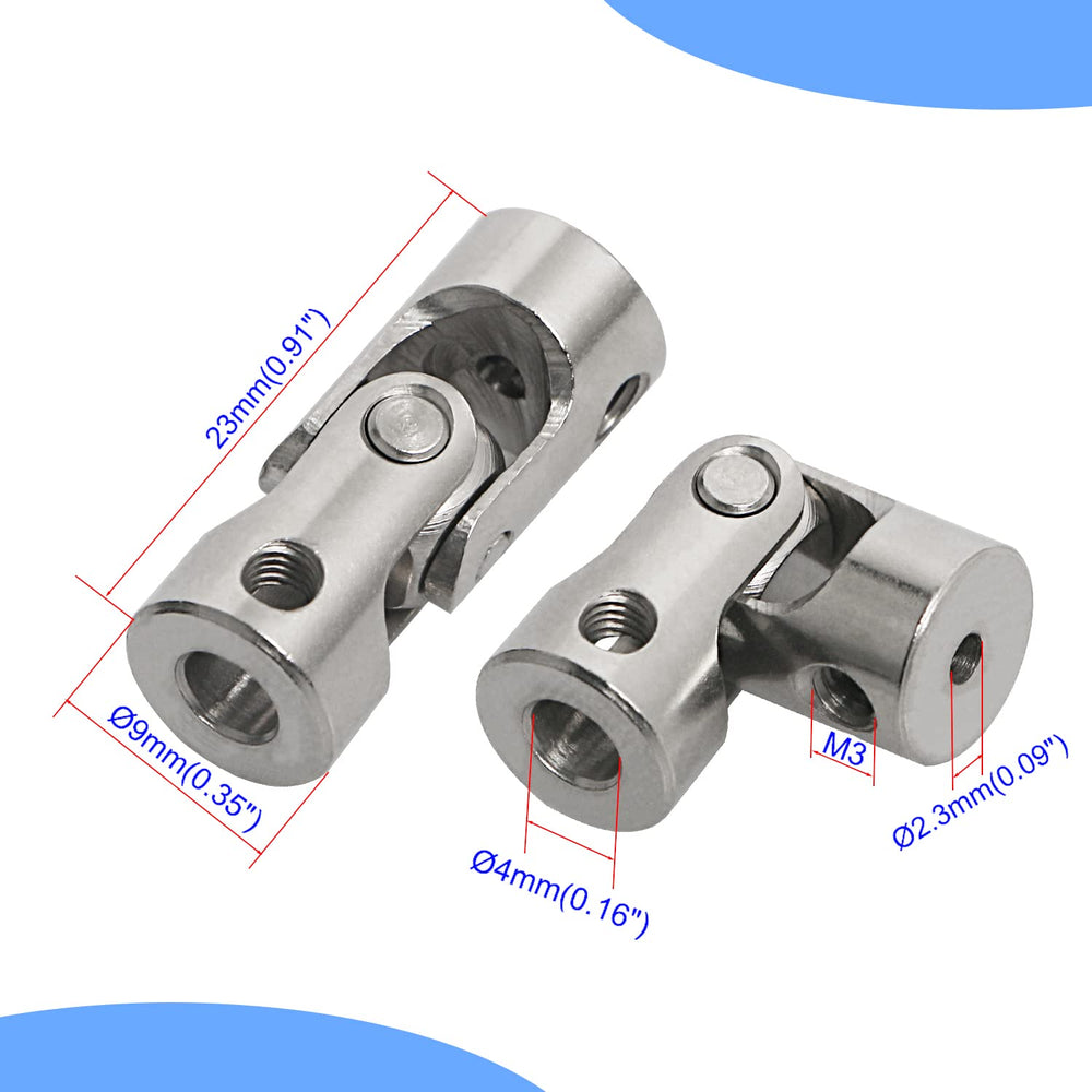 2.3mm to 4mm Rotatable Universal Joint Coupling Shaft Stepper Motor, Length 23mm / 0.91, Coupler Connector with Screw for 3D Printer, RC Robot, Car Boat Shaft, DIY Encoder, CNC Machine 4 Pcs