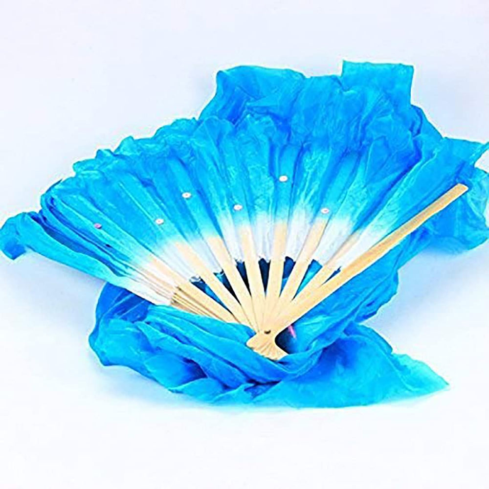 1.8m Colorful Belly Dancing Silk Bamboo Veils Dance Long Fans by Whatwears