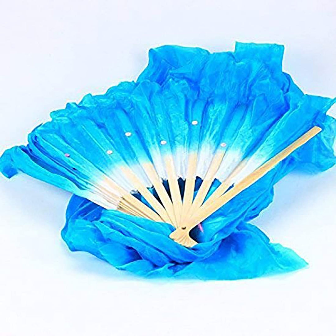 1.8m Colorful Belly Dancing Silk Bamboo Veils Dance Long Fans by Whatwears