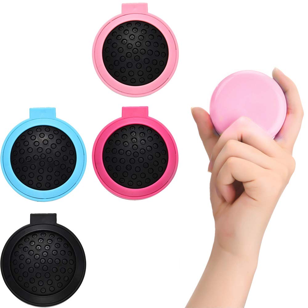 4 Pcs Pocket Hair Brush with Mirror Folding Round Travel Hair Brush Mini Hair Comb Compact Travel Size Hair Massage Combor for Women and Girls, Black