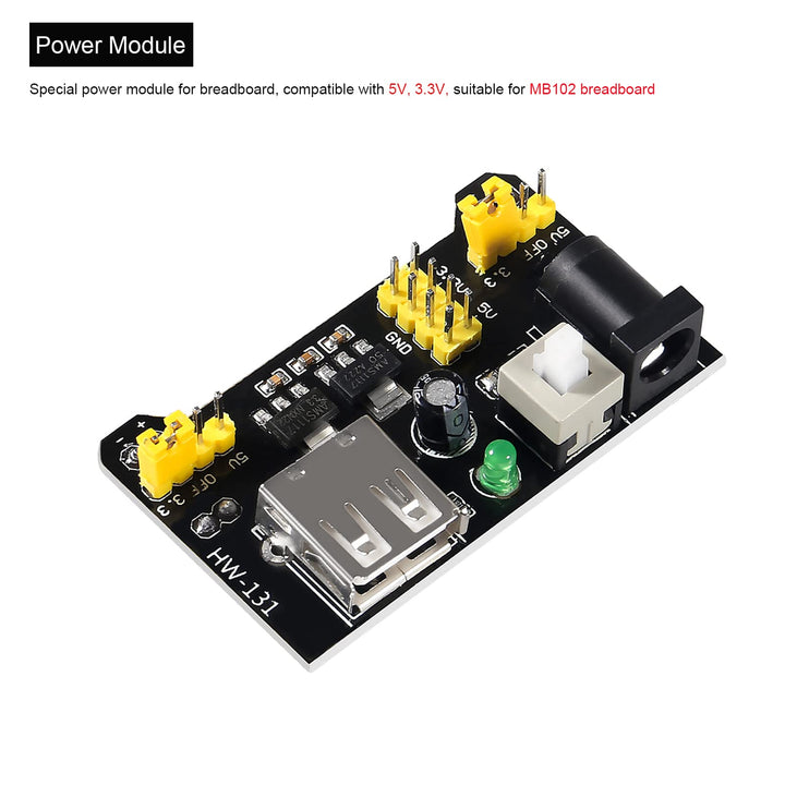 Breadboard Jumper Wire Kit with Power Supply Module and Battery Clip,1PCS 830 tie-Points Breadboard &amp; 2PCS 400 tie-Points Breadboard &amp; 65PCS Breadboard Jumper Wires(12/16/20/25cm)