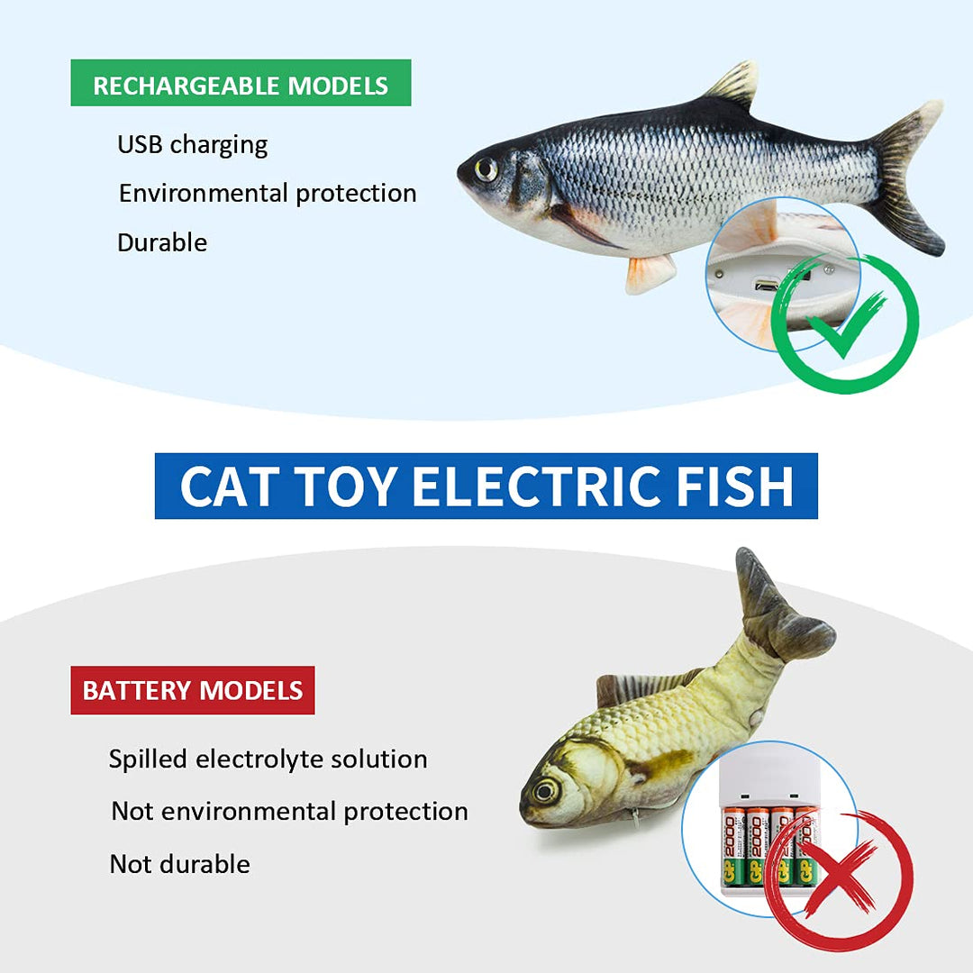 Floppy Fish Dog Toy, Floppy Fish Cat Toy, 11 Realistic Interactive Cat Toy for Indoor Cats with Catip, USB Charging Cat Chew Toy Allow Chew and Kick, Reducing Stress for Cats and Small Dog