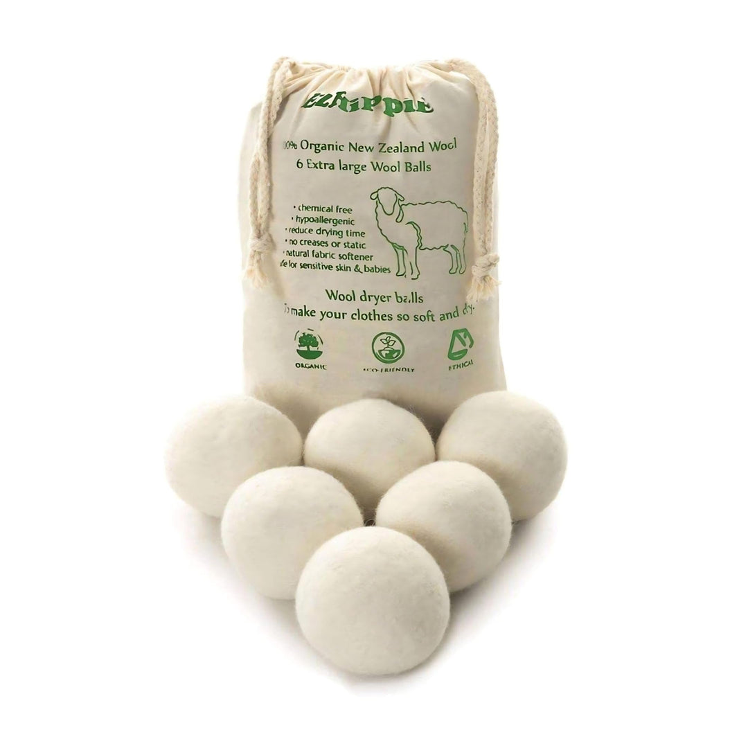 Ezhippie Quality Wool Dryer Balls - 6 XL Pack - 1000+ L