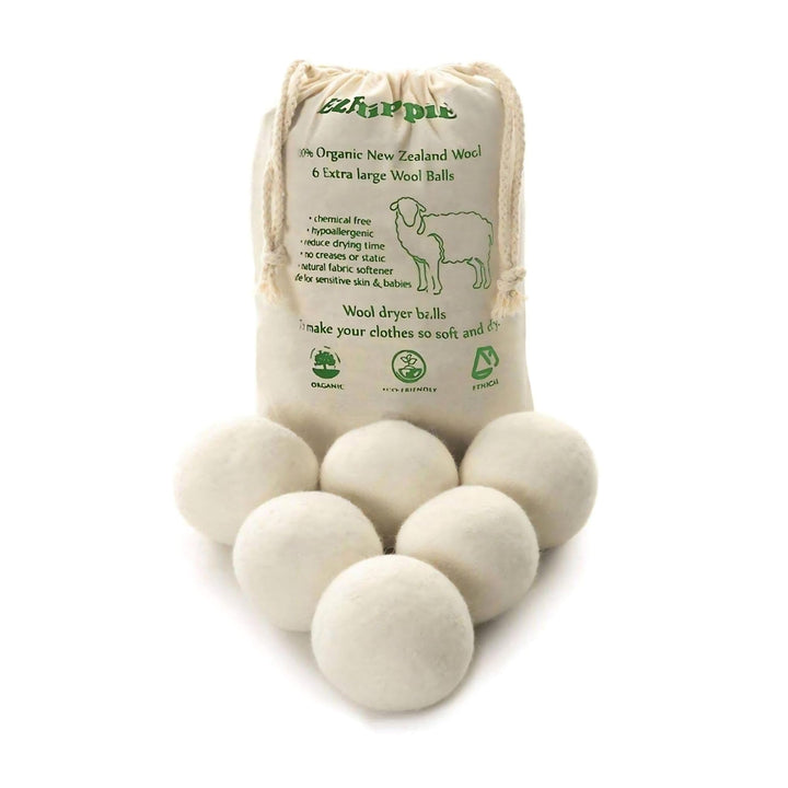 Ezhippie Quality Wool Dryer Balls - 6 XL Pack - 1000+ L