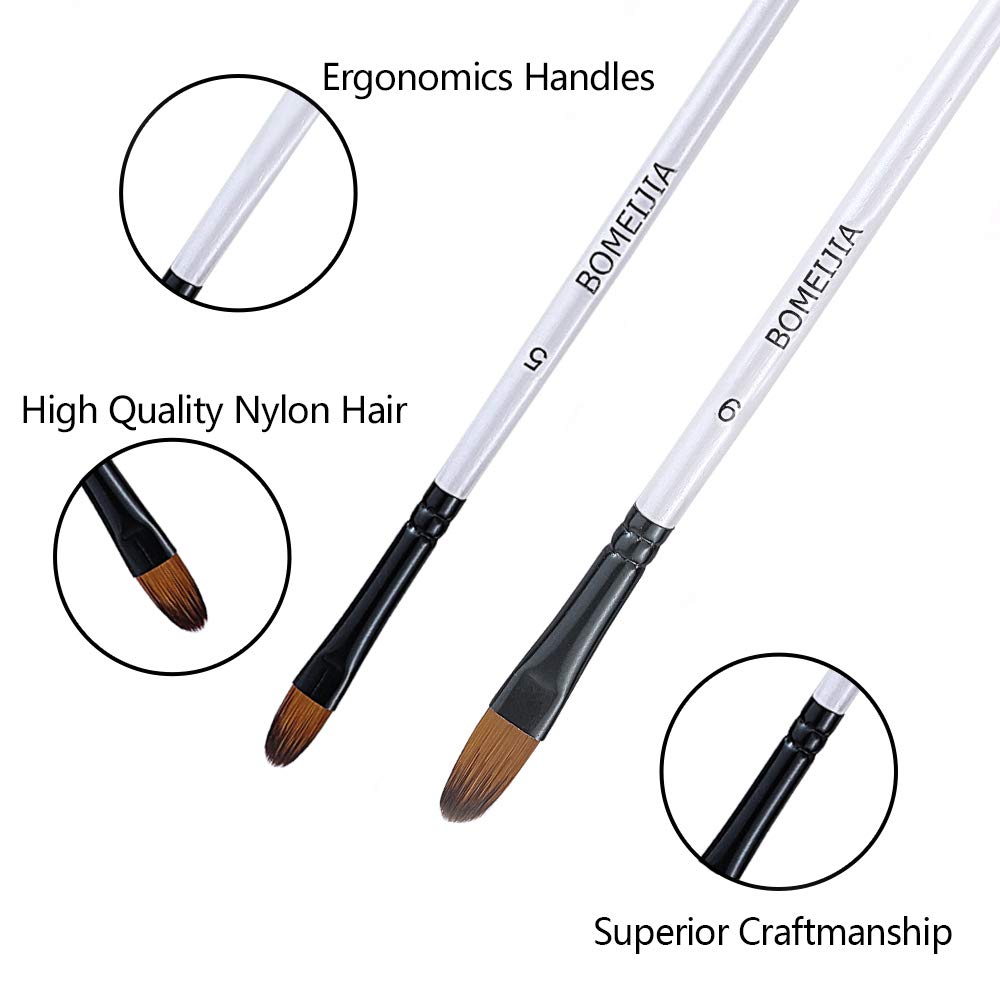Filbert Paint Brushes Set, 12 PCS Artist Brush for Acrylic Oil Watercolor Gouache Artist Professional Painting Kits with Synthetic Nylon Tips White