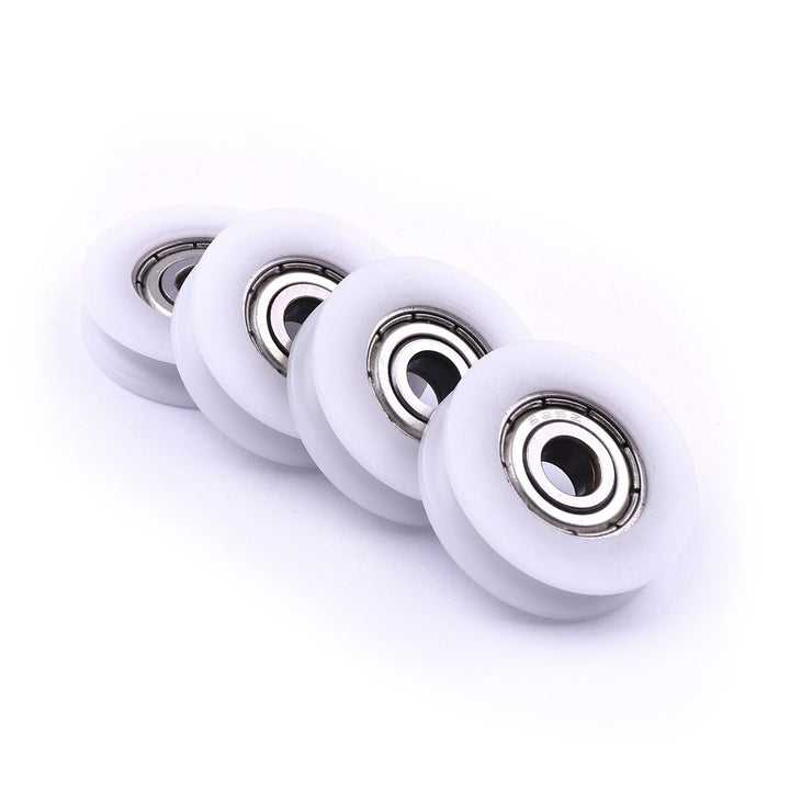 U Groove Pulley Bearings Nylon Round Track Roller Bearing for Furniture Hardware Accessories, 4 Pcs 5x24x7mm