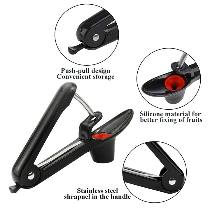 TaurusScrew Cherry Pitter Tool, Cherry Pit Remover Tool, Cherry Picker, Fruit Core Remover Design for Make Delicious Cherries Dishes and Cocktail Cherries (Black)