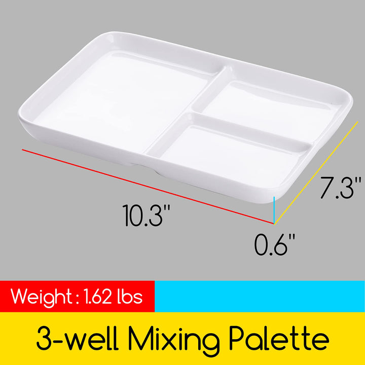 Ceramic Artist Paint Palette, Rectangle Porcelain Watercolor Palette, 10&#39;&#39; × 7&#39;&#39; Ceramic Mixing Tray for Gouache, Watercolor, Acrylic Painting