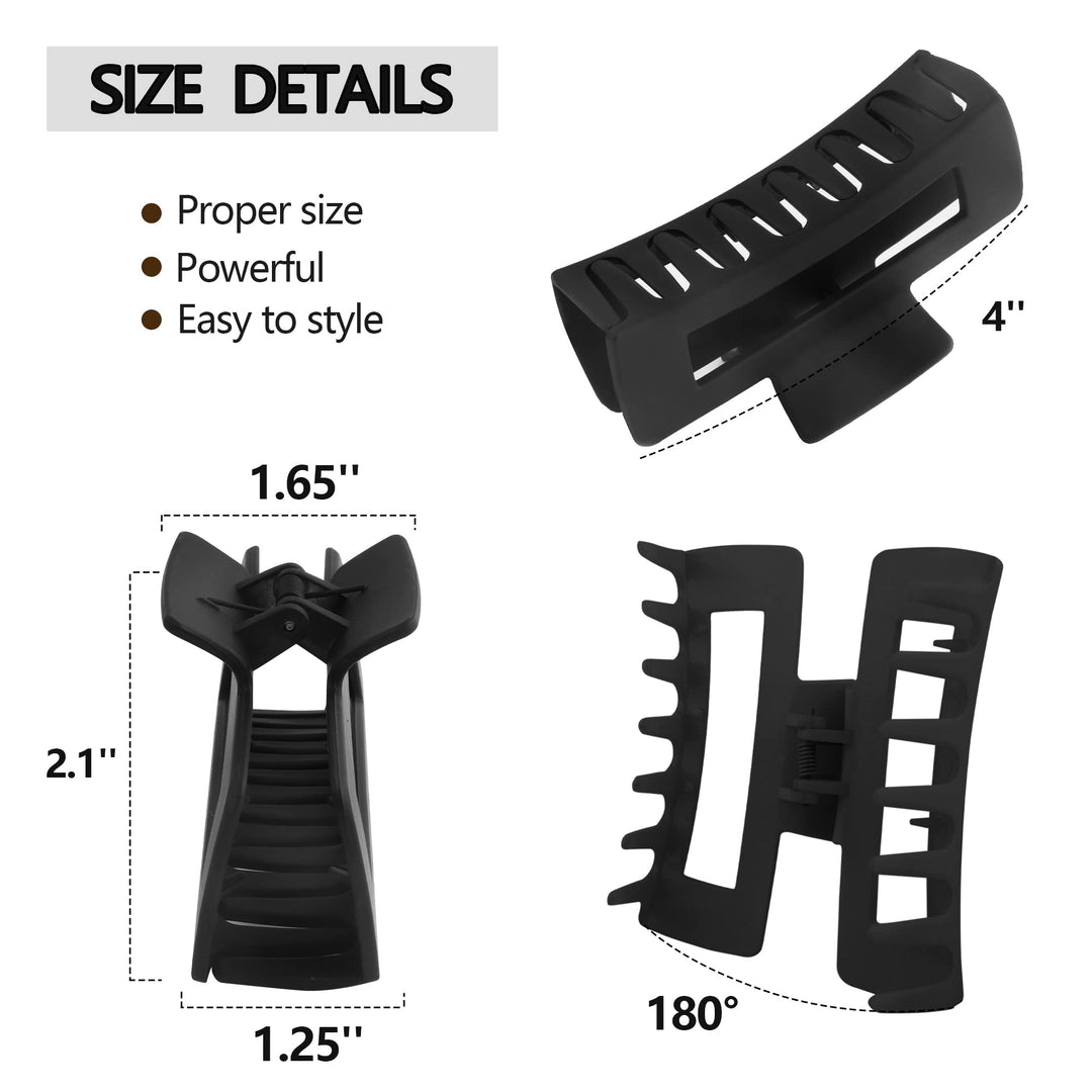 8Pcs Big Hair Claw Clips Strong Hold Large Claw Clips for Thick Thin Long Hair Noslip Rectangular Hair Clips for Women Girls, 4.13 Inch Jaw Clips Gifts