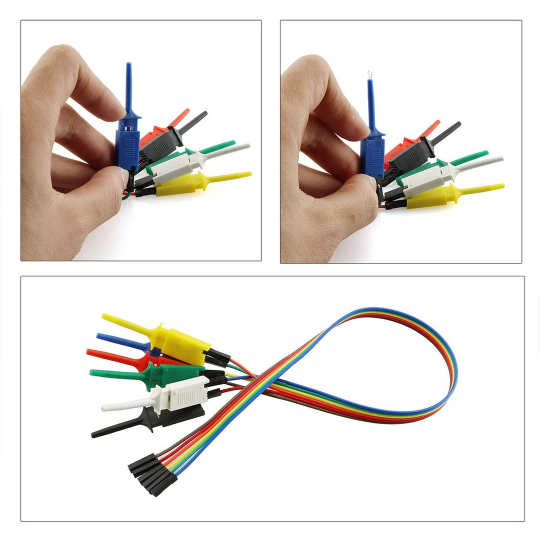 Magic&amp;shell 6P 6 Color Test Probe Hook Flat Mini Grabber Logic Analyzer Testing Accessories SMD IC Test Hook Clip Jumper 300mm