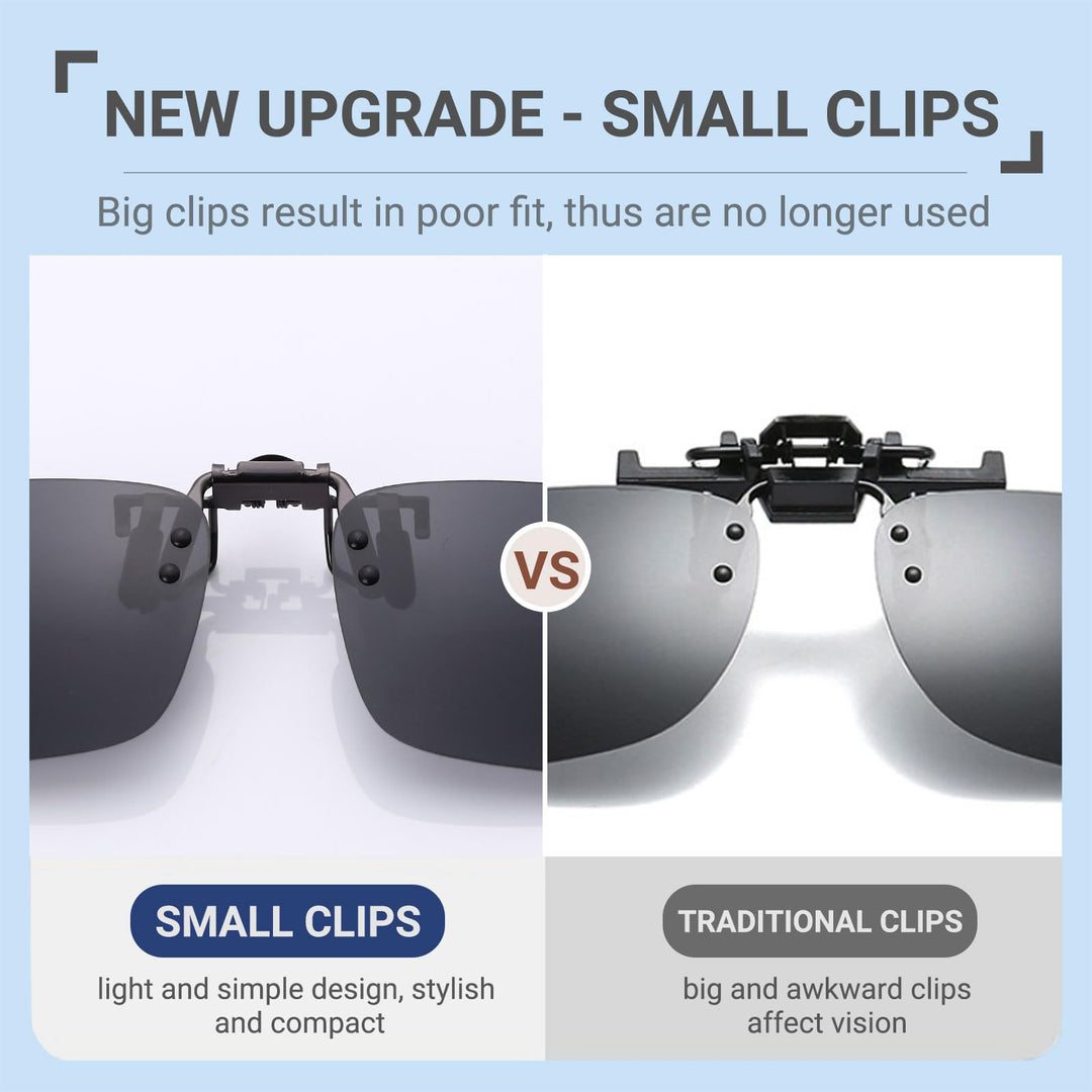 Polarized Clip on Sunglasses for Prescription/Myopia Eyeglasses Outdoor/Driving (Black-upgrade flip)