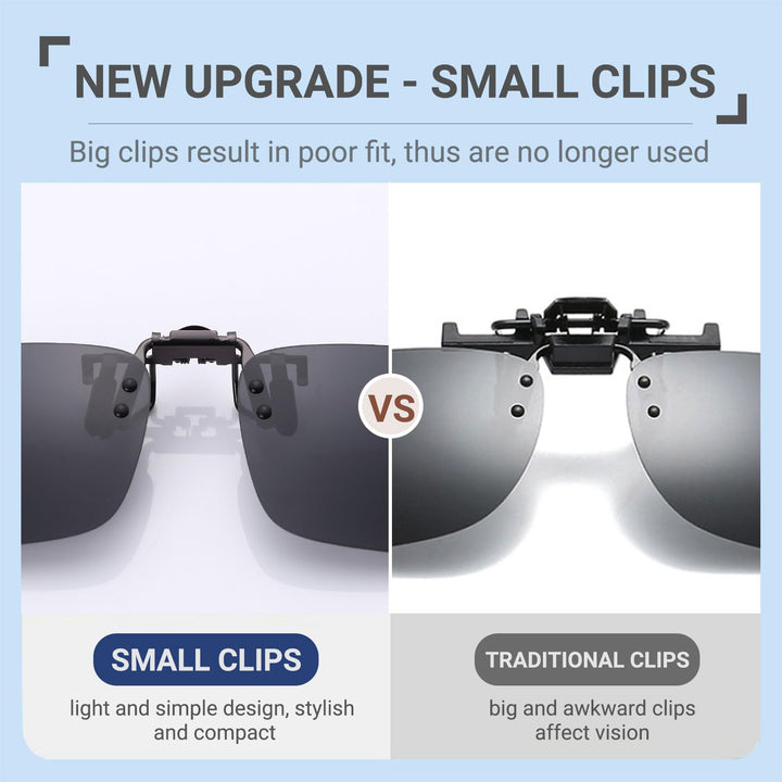 Polarized Clip on Sunglasses for Prescription/Myopia Eyeglasses Outdoor/Driving (Black-upgrade flip)