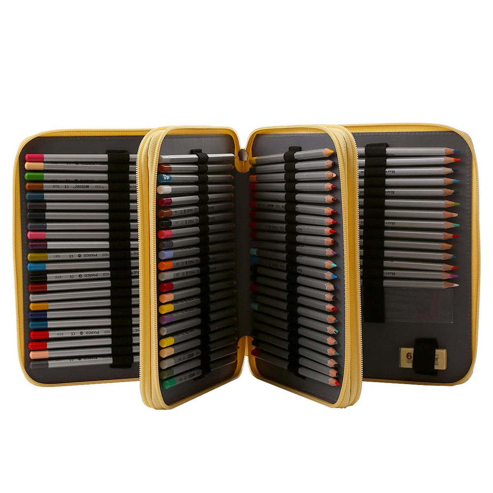 Portable Colored Marble Pencil Case 120 Slots Pencil Holder Large Capacity Pencil Organizer with Handle Strap Handy for Watercolor Pens or Markers, Pencil Case Organizer for Artist