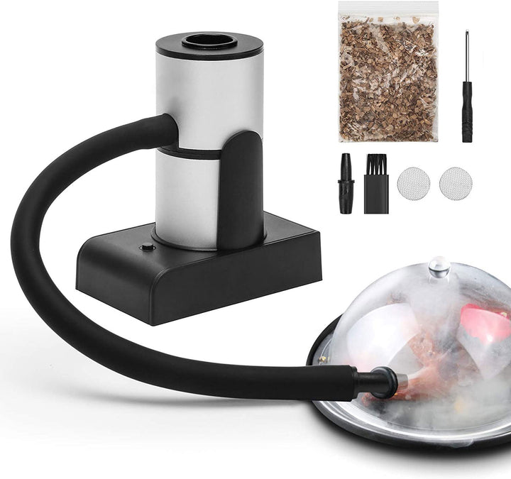 Smoking Gun Wood Smoke, Portable Handheld Smoke Infuser,Cold Smoker Food Smoker Gun for Meat, Kitchen Smoke Gun for Cooking with Wood Chips for Bar Cooking Meat BBQ Drinks (Sliver)