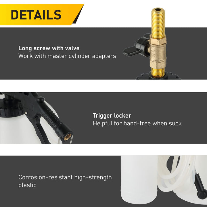 Pneumatic Vacuum Brake and Clutch Fluid Bleeder Tool Kit | Car Truck Motorcycle Brake Oil Change Set with Extractor and Refill Bottle Brake Bleeder Pump Brake Fluid Bleeder Kit