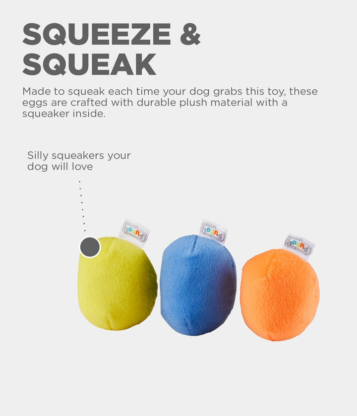 Squeakin&#39; Eggs Plush Replacement Dog Toys - 3 Pack