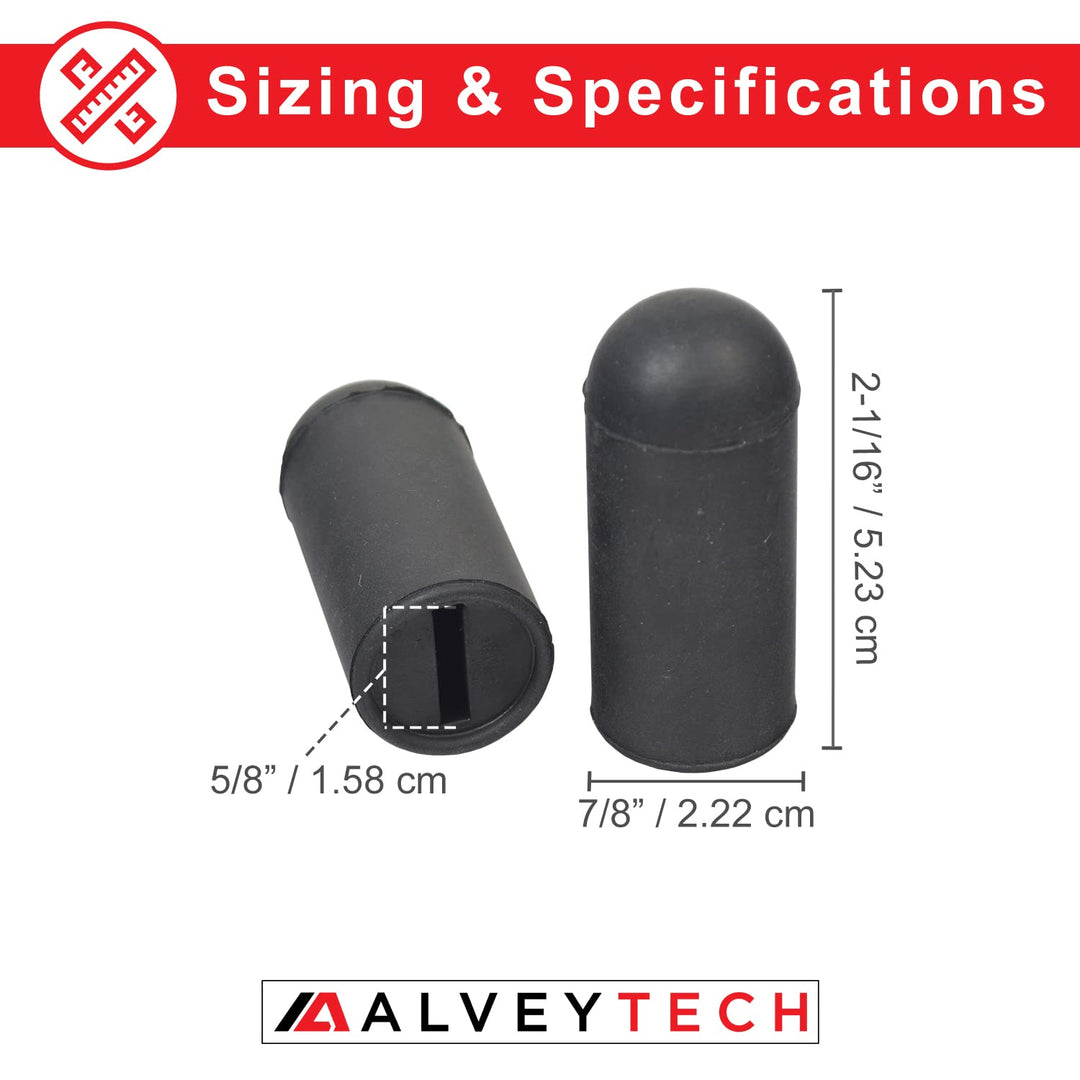 AlveyTech Black Rubber Tips for 5/8 Flat Invacare Style