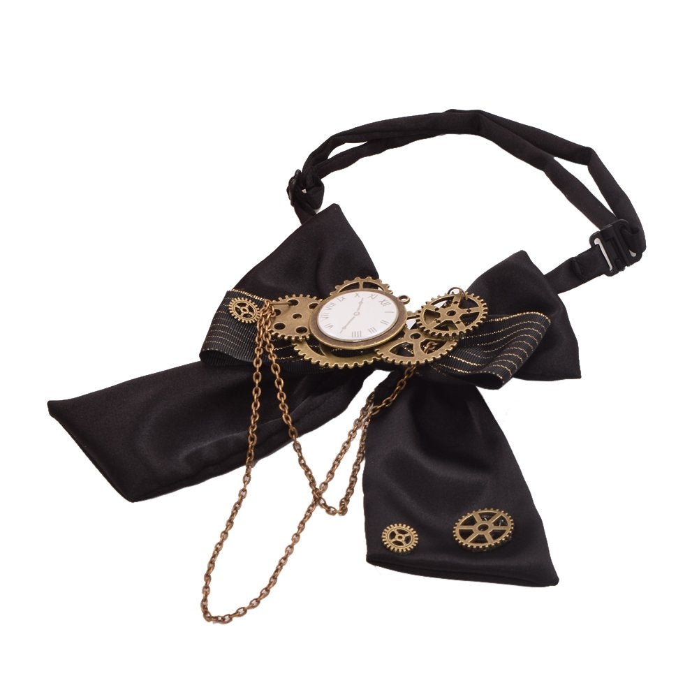 Blessume Steampunk Bowtie Gears, Black, One size