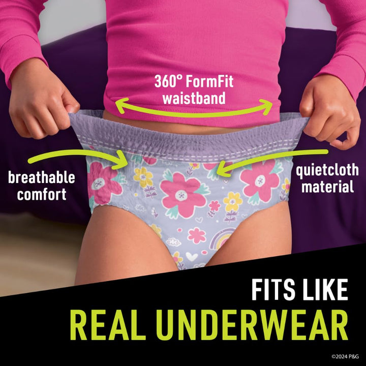 Pampers Nighttime Bedwetting Underwear Girls - Size S/M (38-70 lbs), 44 Count