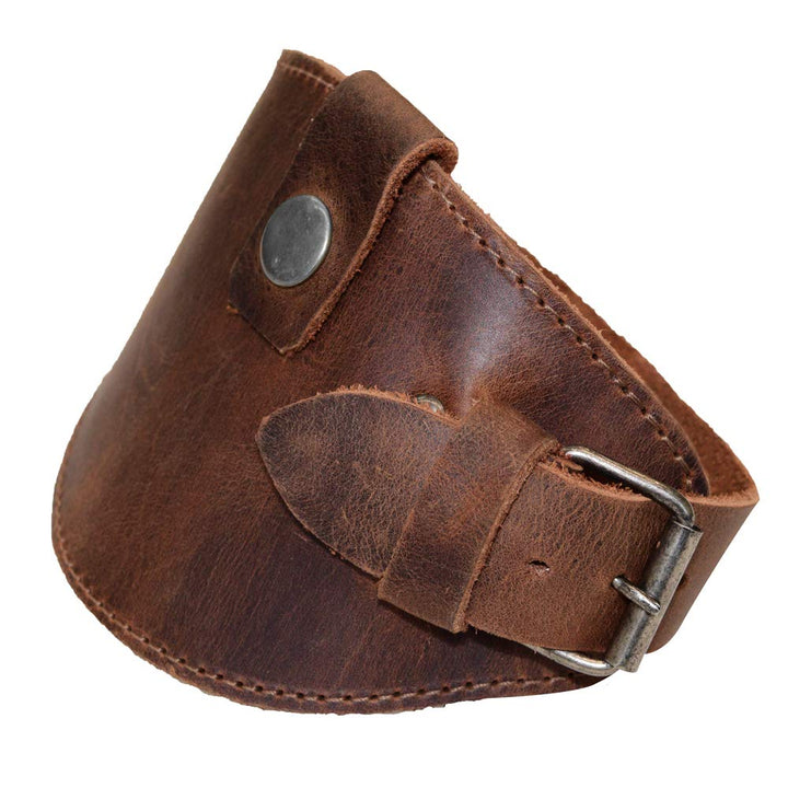 Hide &amp; Drink, Motorcycle Boot Protector with Buckle Closure, Protects Shoe from Shifter, Biker Gear, Shoe Cover, Rustic Guard, Full Grain Leather, Handmade, Bourbon Brown