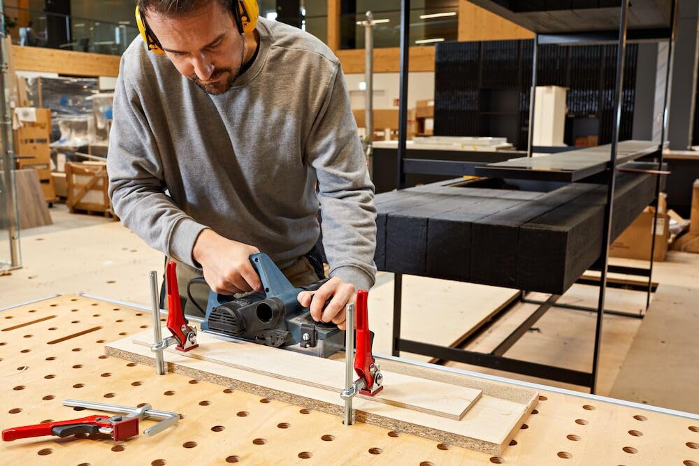 BESSEY GTR16S6H All Steel Ratcheting Table Clamp with 6 5/16 Capacity x 2 5/16 Throat Depth &amp; 540 lb Clamping Force, Red/Silver