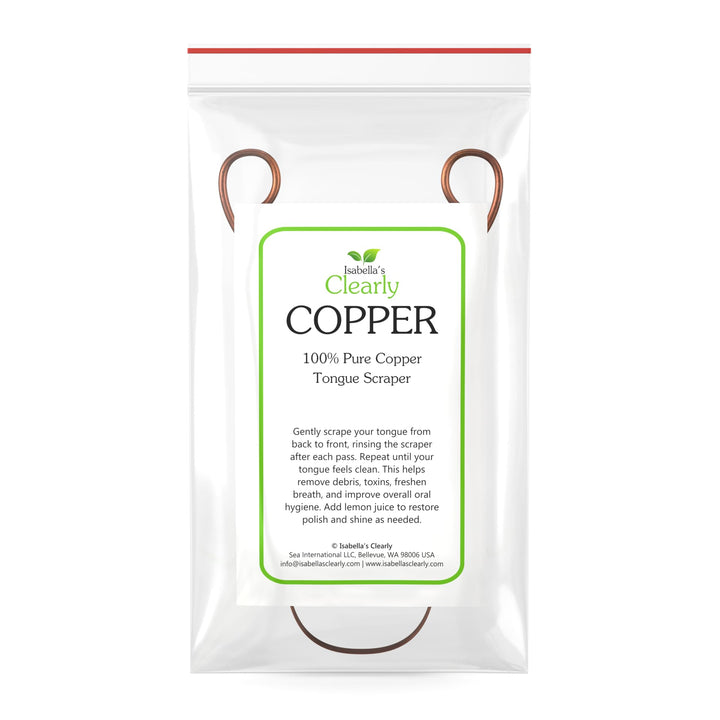 Isabella&#39;s Clearly COPPER Tongue Scraper Cleaner | 100% Pure Heavy Duty Metal, BPA Free, Easy to Use for Adults and Kids | Natural Oral Care for Fresh Breath and Improved Oral Hygiene