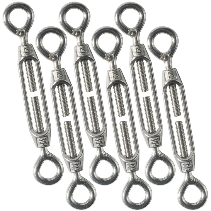 M4 Eye &amp; Eye/O to O Turnbuckle 304 Stainless Steel, Hardware Kit for Wire Rope Tension Heavy Duty, for Sun Shade, Tent Installation, Anti-Rust, 6 Packs