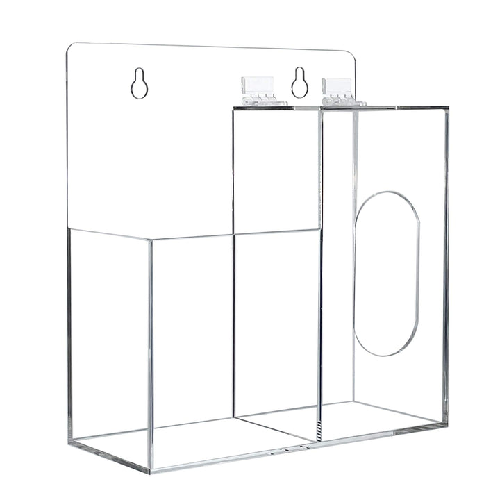 Acrylic Mask Dispenser &amp; Hand Sanitizer Holder Stand Wall Mount or Countertop, Hygiene Station with Double Compartment Clear Box Dispenser for Face Masks, Gloves, Hairnets, Beard Cover, Bag