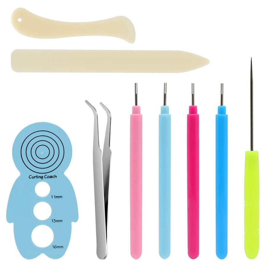 9 Pieces Multifunctional Slotted Quilling Tool and Supplies Kit Ergonomic for Beginner, Advanced Quiller, DIY, Handcraft, Scrapbooking, Card Making, Bookbinding and Origami