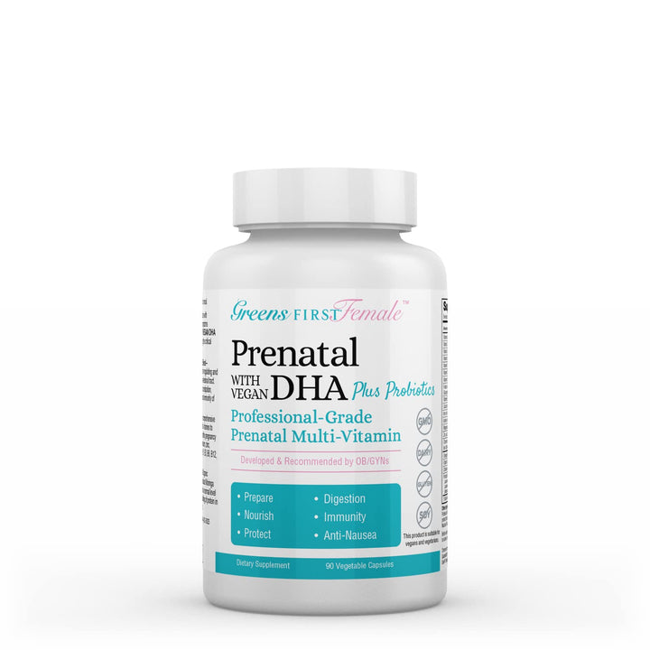 Female Prenatal Vitamin with Vegan DHA - Pregnancy Multivitamin Supplement - Supports Healthy Fetal Development - Natural Ingredients - with Ginger - 90 Capsules