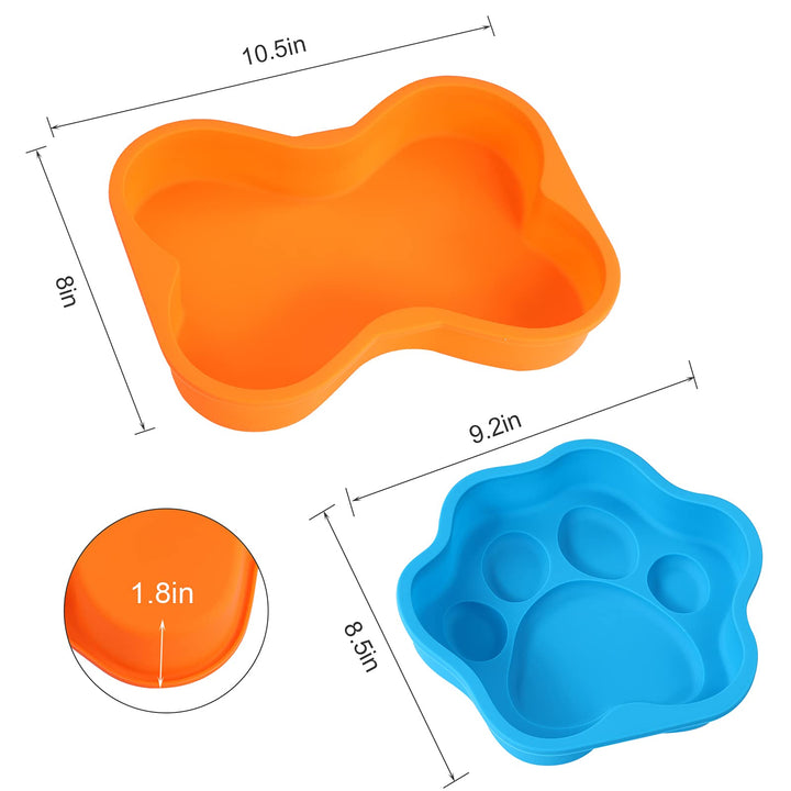 2Pcs Silicone Dog Birthday Cake Pans, Bone Shape, 8 Inch