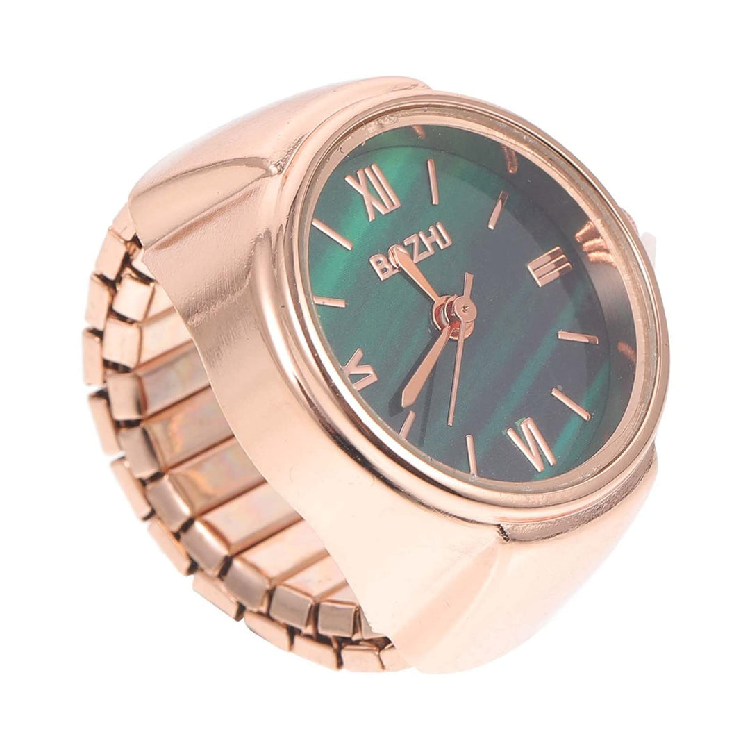 Ring Watch for Women and Men- Elastic Round Quartz Finger Ring Watch for Christmas Birthday Roman Numeral Design