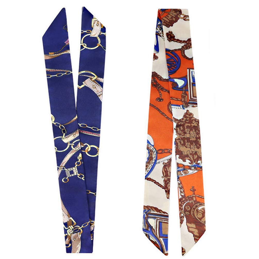 2Pack Blue Scarf Bags for Women Handbag Scarfs Band Hair Neck Scarves Fashion Gifts