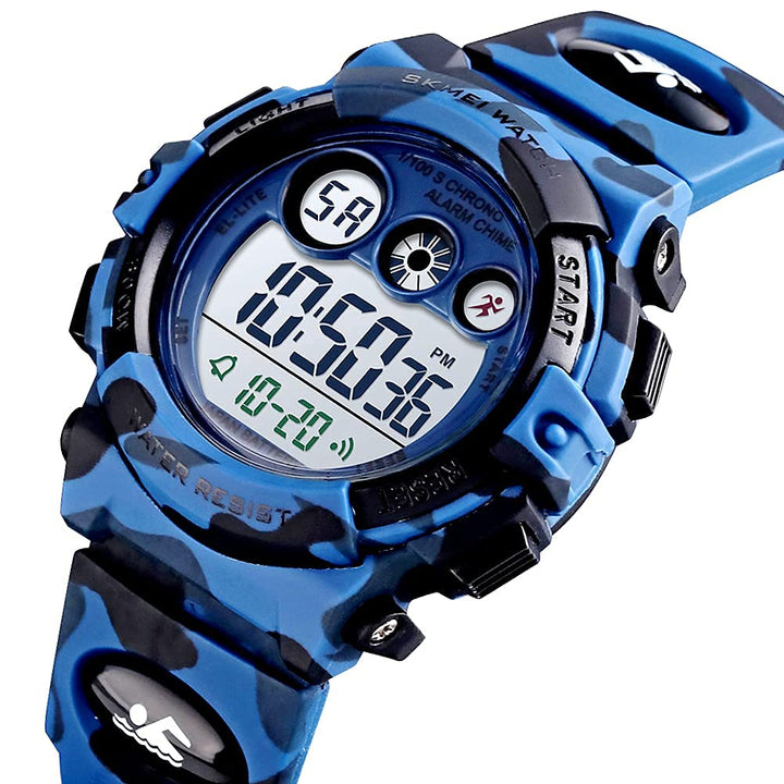 Watches for Kids Digital Sport Waterproof Boys Watch Outdoor 12/24 H Alarm EL Backlight Stopwatch Military Child Wristwatch Ages 3-15 (Camouflage Dark Blue)