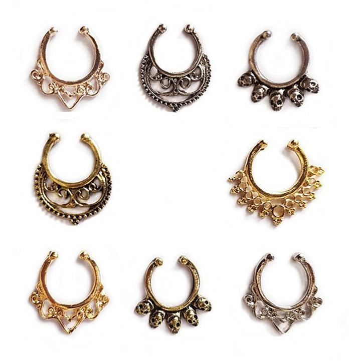 Aoyoho 8pcs Fake Septum Clicker Nose Hoop Ring Non Piercing Clip