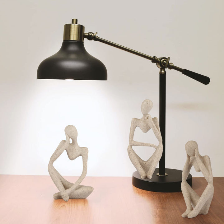 Abstract Sculpture The Thinker Statue Resin Statues for Home Decor Modern Home Office Desktop Shelf Bookshelf Decor Set of 3 (Small-Smooth)
