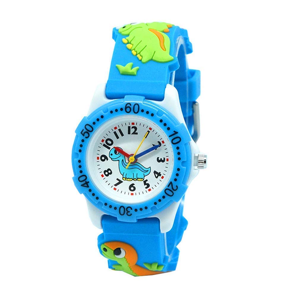 Kids Watch for Boys Girls, Toddler Watch Digital Analog Wrist Waterproof Watches with 3D Cute Cartoon Silicone Band, Best Gift for 3-10 Years Old Childrens (A Dinosaur Blue)