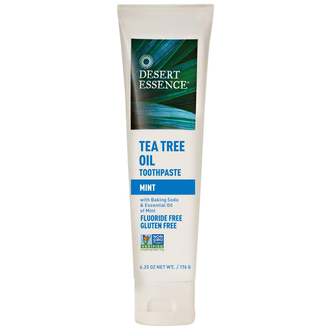 Tea Tree Oil Toothpaste - Mint - 6.25 Oz - Refreshing Taste - Deep Cleans Teeth &amp; Gums - Helps Fight Plaque - Sea Salt - Pure Essential Oil - Baking Soda - Promotes Healthy Mouth