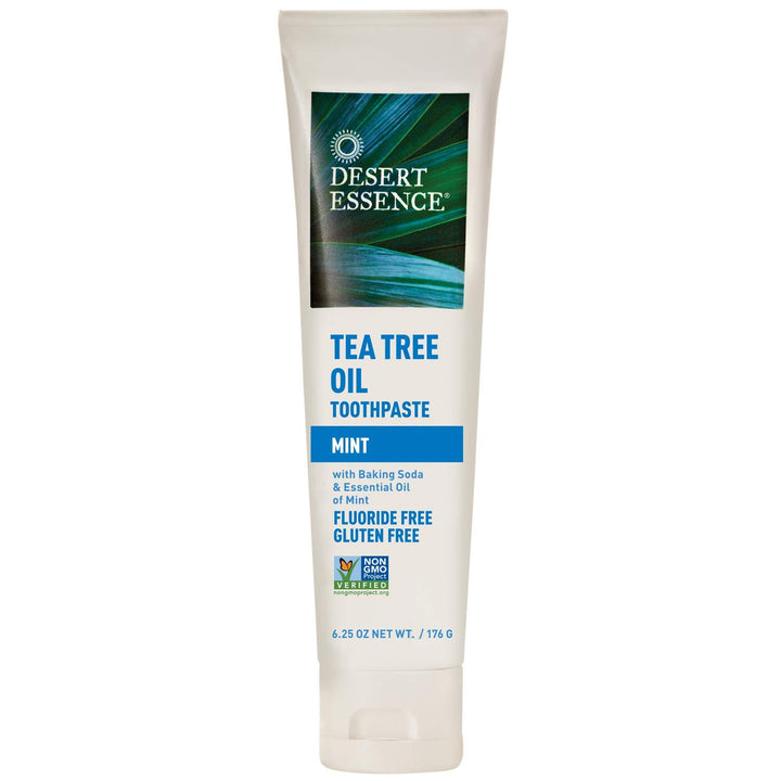 Tea Tree Oil Toothpaste - Mint - 6.25 Oz - Refreshing Taste - Deep Cleans Teeth &amp; Gums - Helps Fight Plaque - Sea Salt - Pure Essential Oil - Baking Soda - Promotes Healthy Mouth