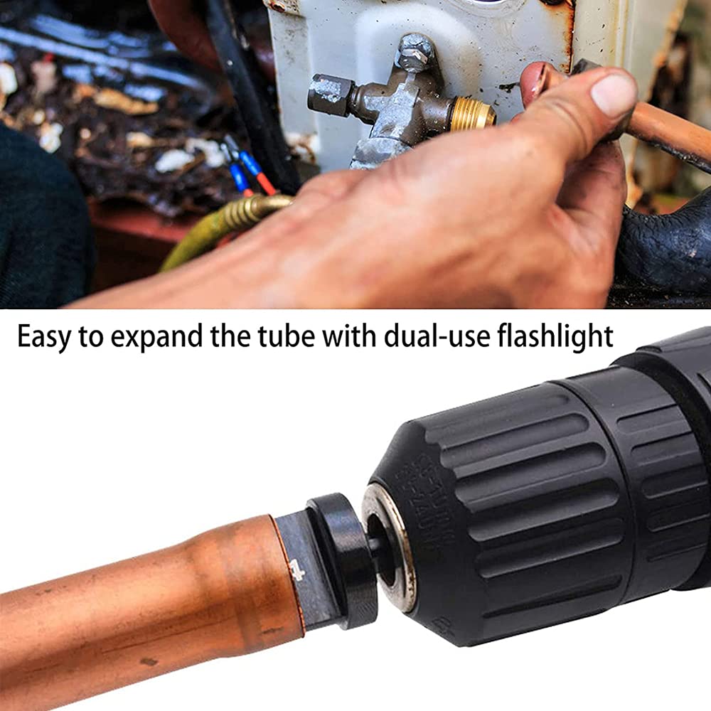 5pc Swaging Tool Drill Bit Set, HVAC Repairing Set 1/4&#39;&#39; Hex Shank Air Conditioner Copper Tube Expander Flaring Drill Bit - 1/4&#39;&#39;, 3/8&#39;&#39;, 1/2&#39;&#39;, 5/8&#39;&#39;, 3/4&#39;&#39;