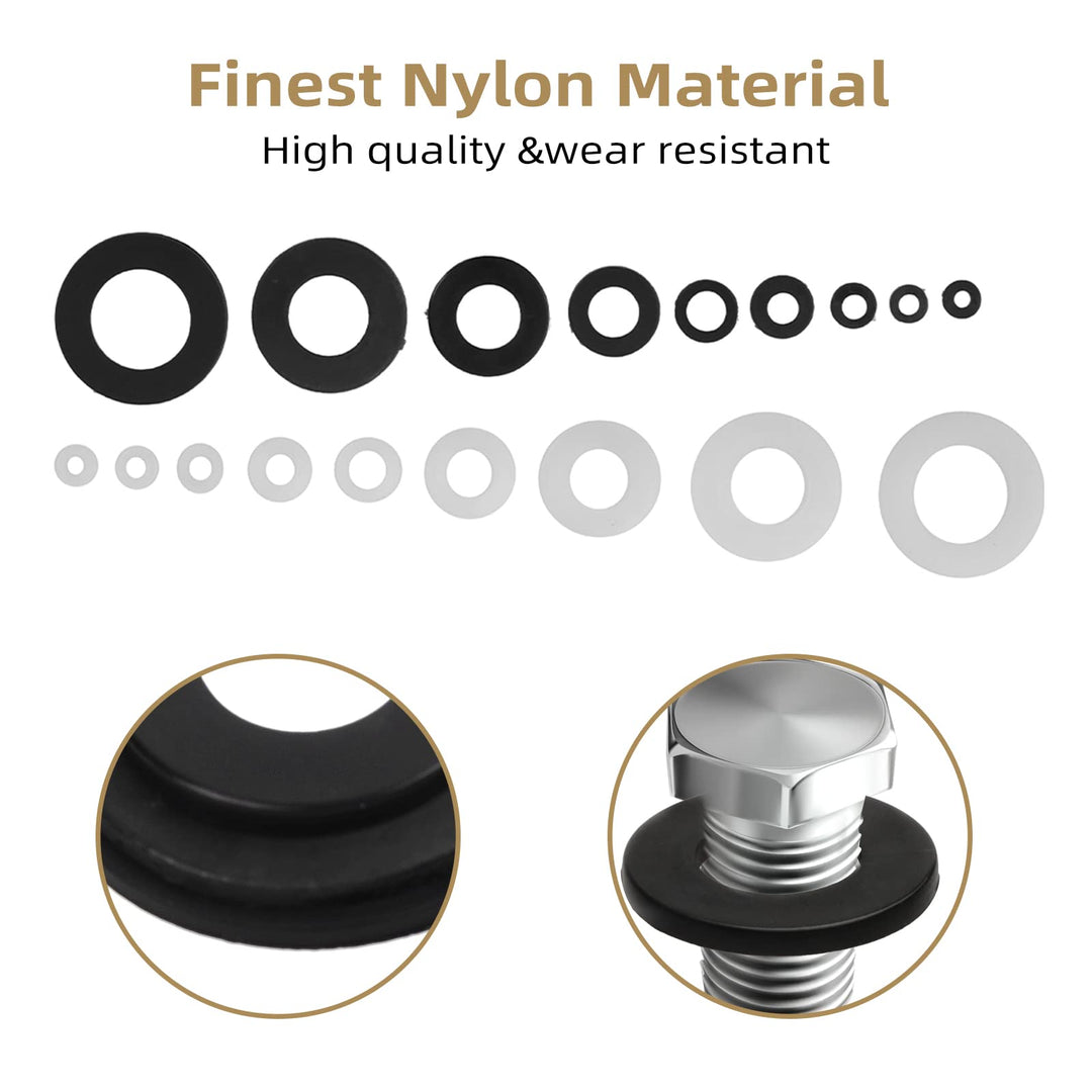 QTEATAK 420 Pcs Black/White Nylon Flat Washers Assortme