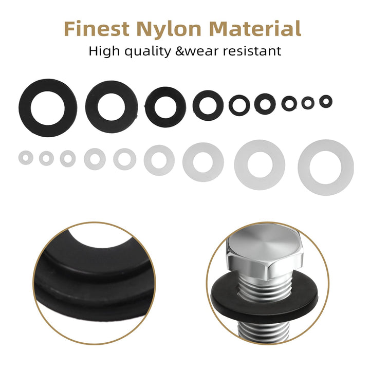 QTEATAK 420 Pcs Black/White Nylon Flat Washers Assortme