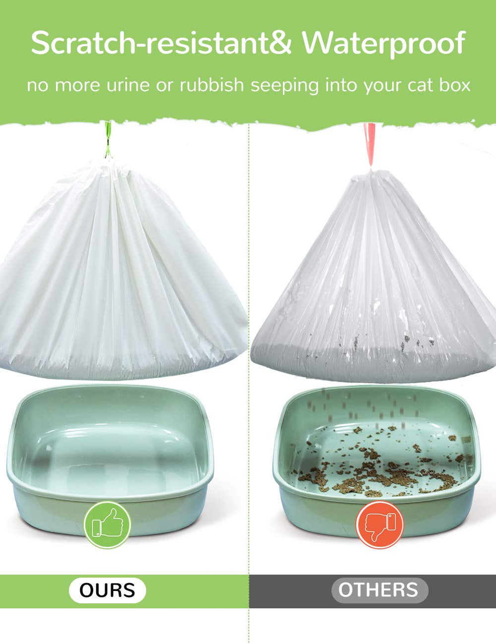 Cat Litter Liners Large, Jumbo Drawstring Extra Durable Pet Cat Pan Liners Extra-Thick Kitty Litter Box Bag-24 Count 36 x 19