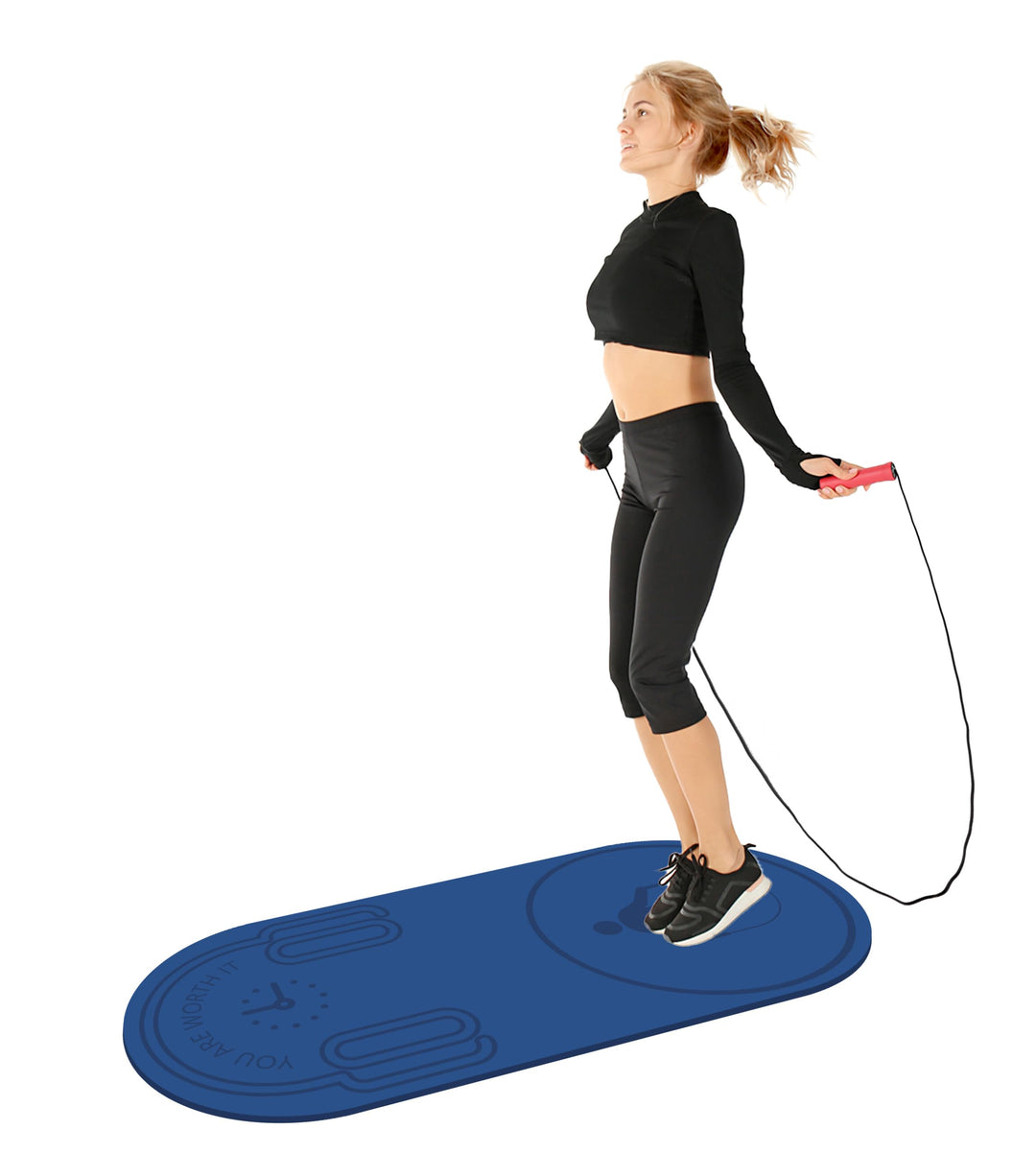 Non-Slip Jump Rope Mat Shock Absorption Rope Skipping Mat for Adults &amp; Children Home Indoor Workout Exercise Mat in Blue
