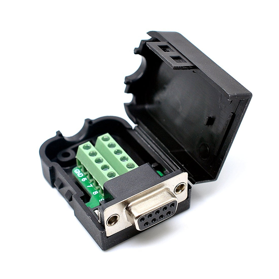 Connector DB9 RS232 D-SUB Female Adapter Serial 9 Pin Port DB9 COB Breakout Terminal Connector Signal Module with Case (Female with Screw)
