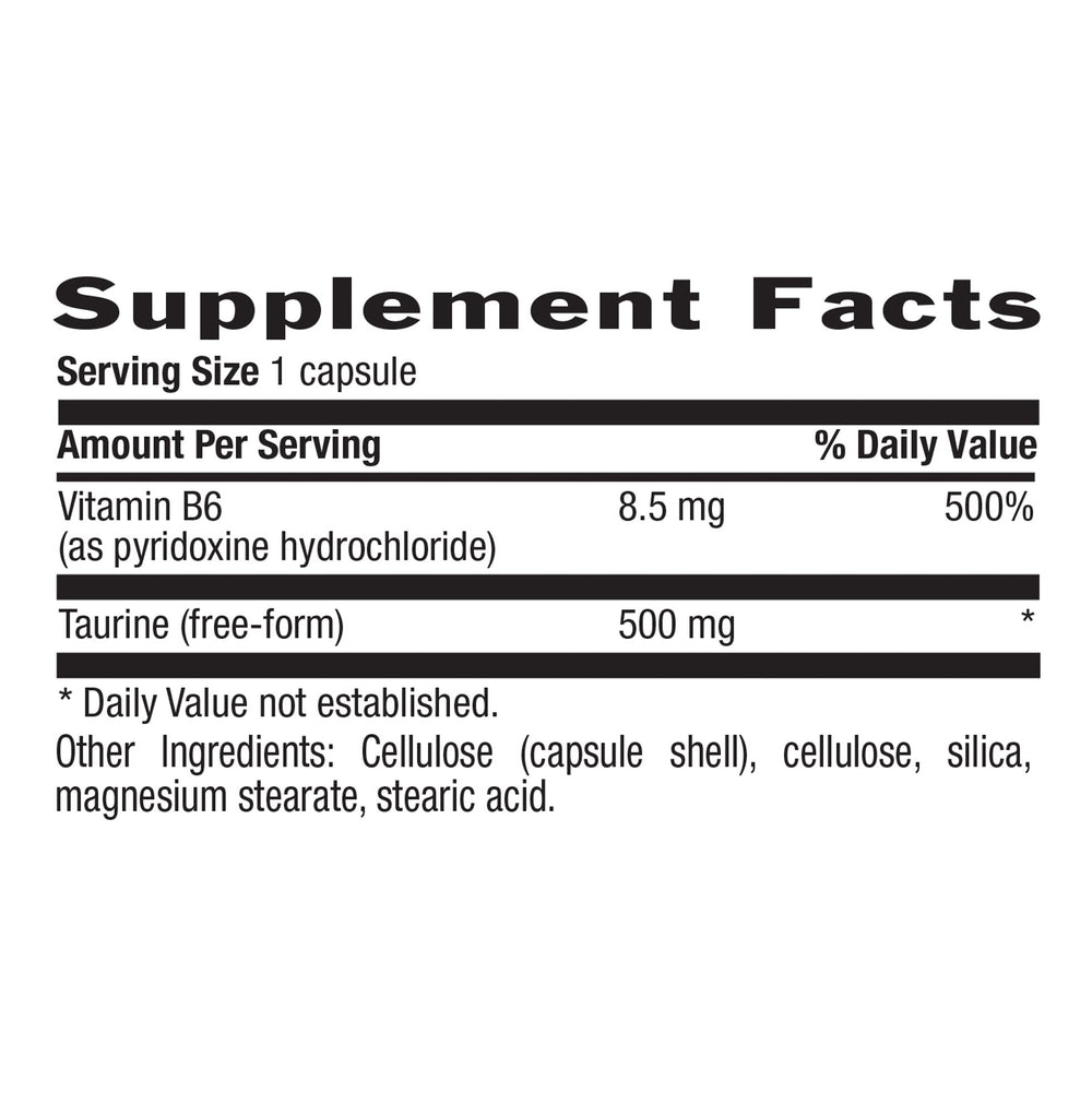 Country Life Taurine 500 mg w/B-6, 100 Capsules
