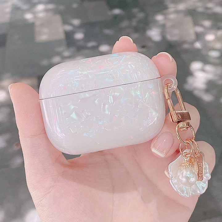 Luxury AirPods 3 Case with Shell Pearl Keychain Bling M