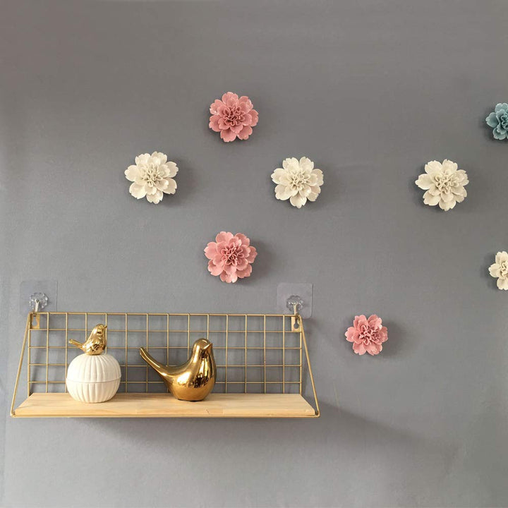 Ceramic Decorative Flowers 3D Wall Hanging Decor Pink 2.8