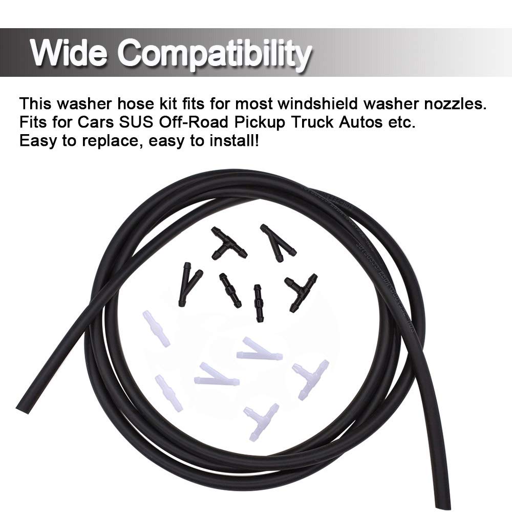 Universal Windshield Washer Nozzle Fluid Hose Kit 3 Meters with 12 Pcs Hose Connectors Suitable for Most of Car Washer Fluid Tubing